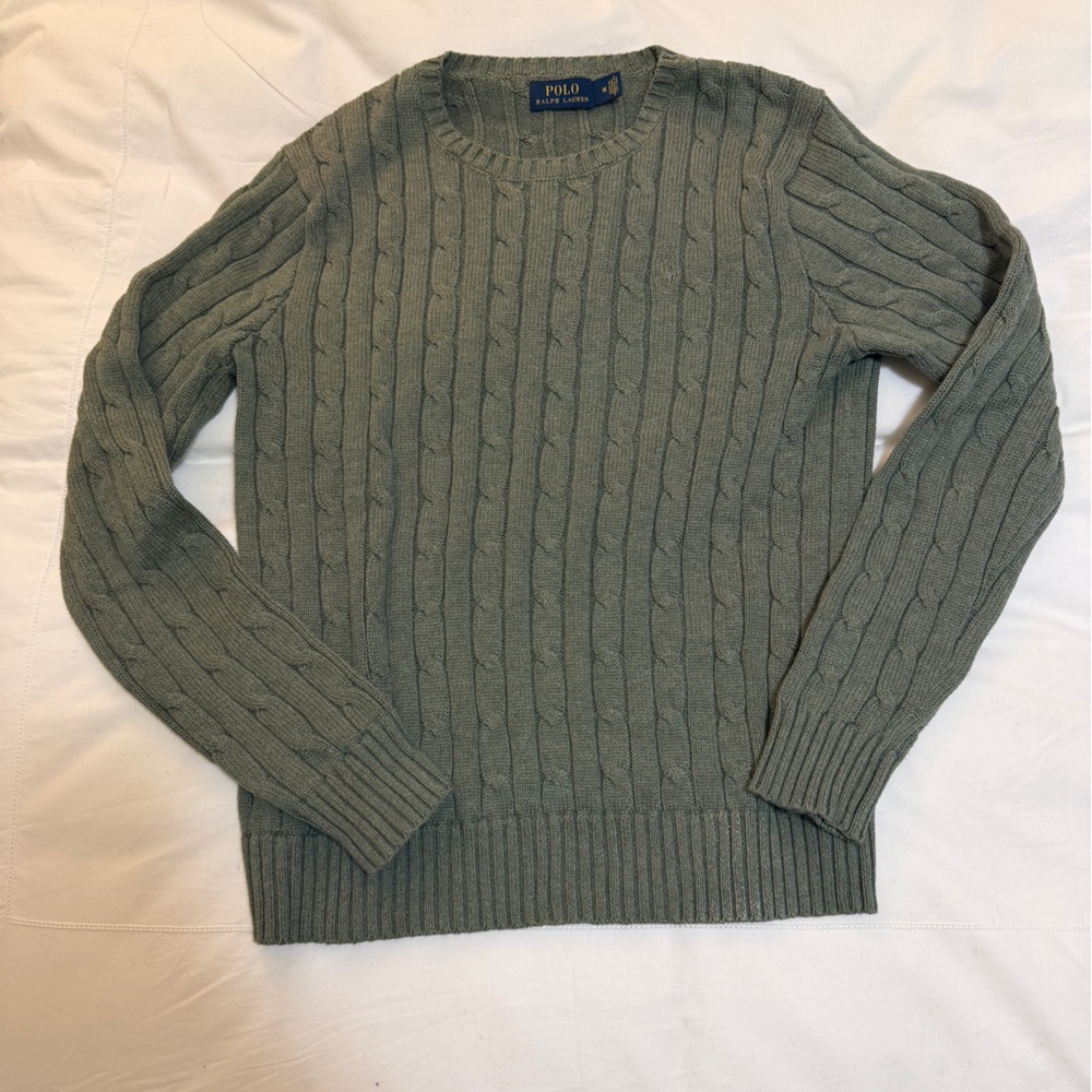 Ralph Lauren Men's Cable Knit Crewneck Sweater - Gray